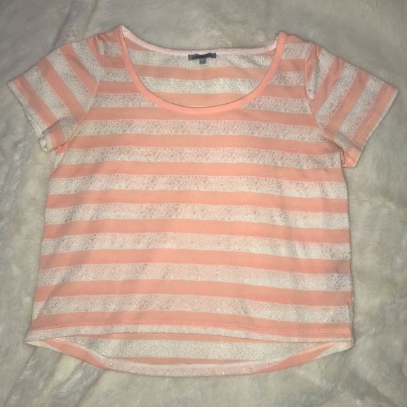 charlotte russe pink and white striped top - Picture 1 of 2